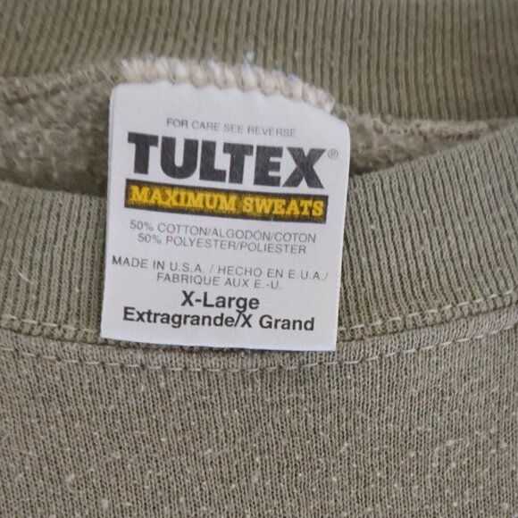 Vintage '90s Tultex Olive Green Embroidered New York Wolves Crewneck sweater XL - Picture 4 of 10